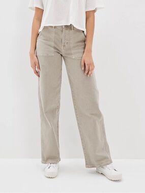 AE American Eagle Stretch Super High-Waisted Baggy Wide-Leg Relaxed Jean Pant